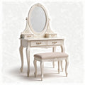Wooden vanity set with mirror and two drawers in white finish 90 x 40 x 150cm
