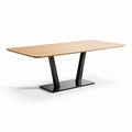 Wooden dining table with black metal legs 200 x 100 x 75cm