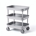 Three-tier rolling cart in gray plastic with wheels for storage and organization 60 x 40 x 80cm