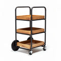 Wooden shelf cart with metal frame and wheels 75 x 45 x 90cm