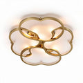 Brass ceiling light fixture with four bulbs and frosted glass shade 30 x 30 x 10cm