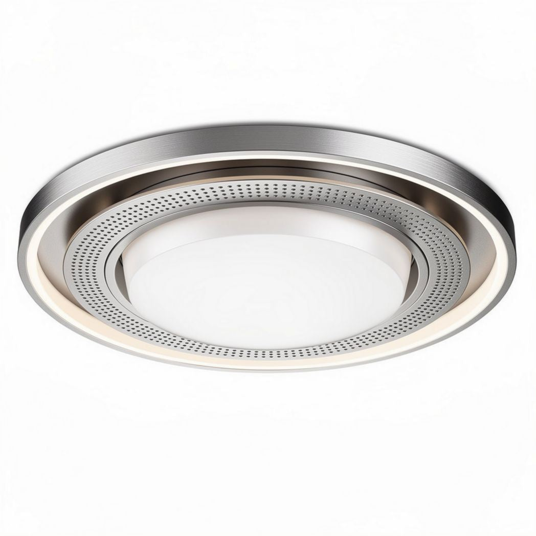 Sleek round ceiling light fixture with aluminum finish and 30 x 30 x 5cm size