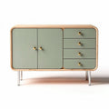 Wooden sideboard with green doors and drawers 120 x 40 x 80cm